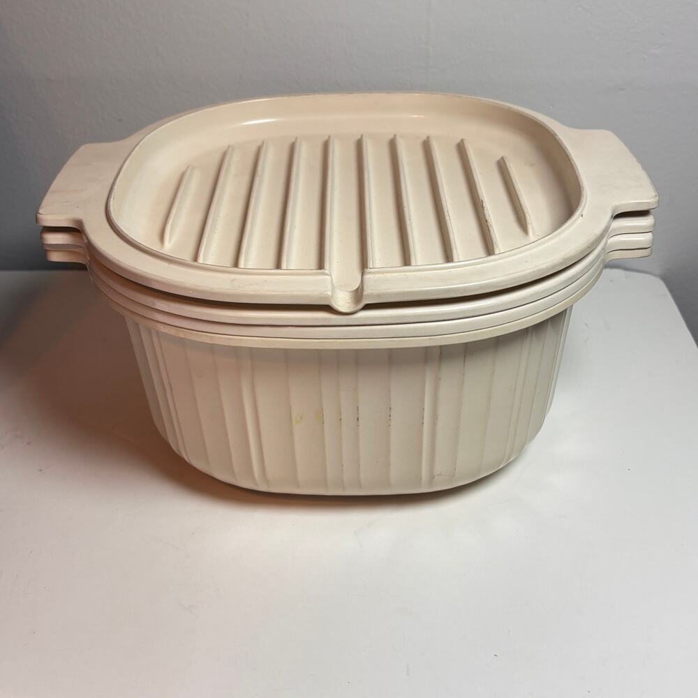 Vintage 4 pc RUBBERMAID Microwave Cookware 2 & 3 qt Casserole & Steamer Insert